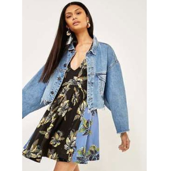 NWT New Free People Thought I Was Dreamin Mini Dress Rayon Black/Blue XS - Picture 2 of 6